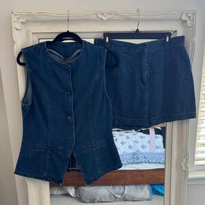 Matching Denim Vest and Shorts Set